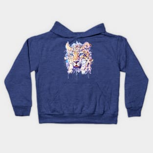 Watercolor Leopard Head Kids Hoodie